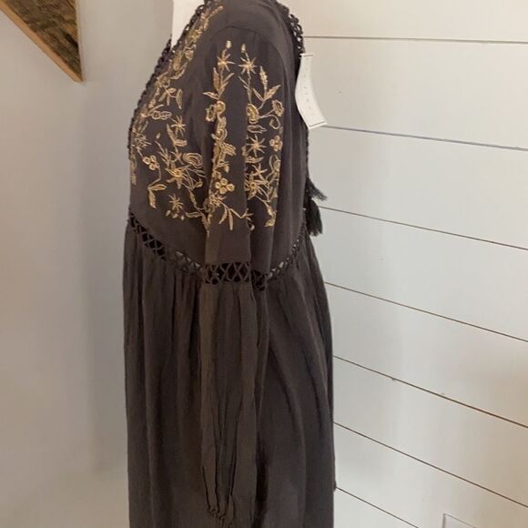 En Creme | Swing Dress With Ladder Inserts and Floral Embroidery Mini Dress | M - Picture 7 of 9